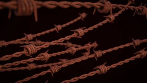 The Rusty barbed wire for security or war concept 3d Rendering Stock-Illustration