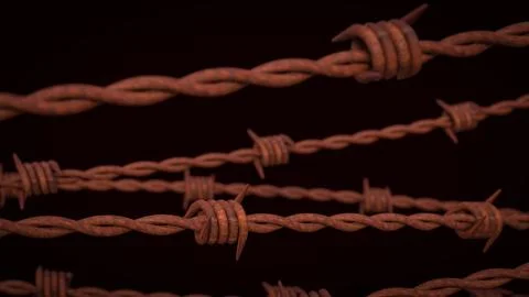 The Rusty barbed wire for security or war concept 3d Rendering Stock Illustration