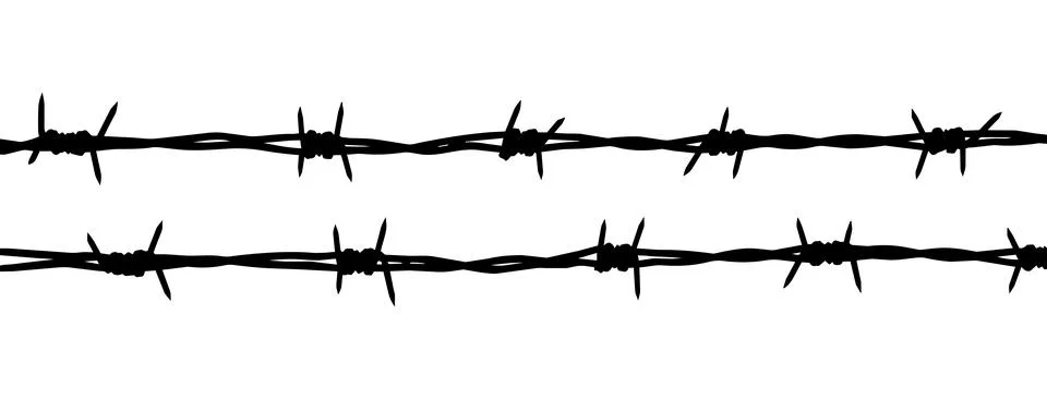 Rusty barbed wire, twisted barbwire, security fence pattern Stock Illustration