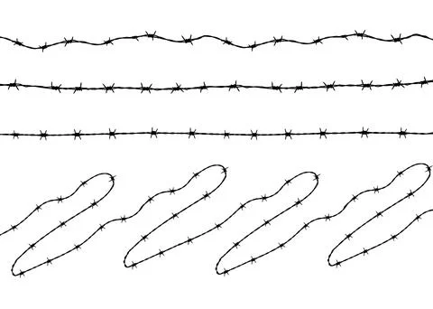 Rusty barbed wire, twisted barbwire, security fence pattern Stock Illustration