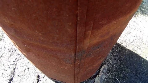 Rusty barrel with garbage Stock Footage 74405084