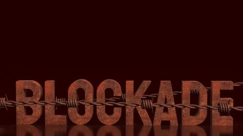 Rusty Blockade Barrier With Barbed Wire Concept 3d render. Stock Illustration