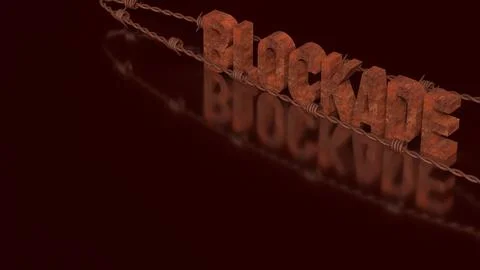 Rusty Blockade Barrier With Barbed Wire Concept 3d render. Stock Photos