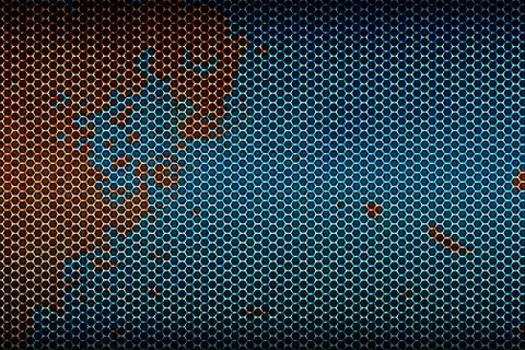 Rusty blue metallic mesh background and texture Stock Illustration