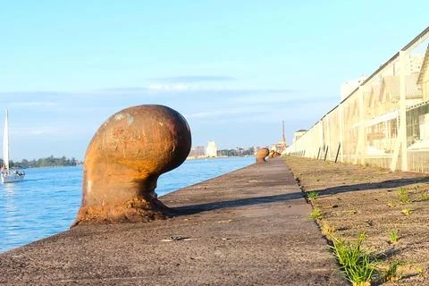 Rusty Bollard by the Sea Stock Photos