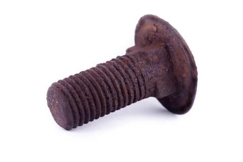 Rusty bolt isolated on white background closeup Foto stock
