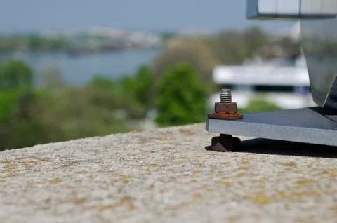 Rusty bolt in weathered nut outside Stock Photos
