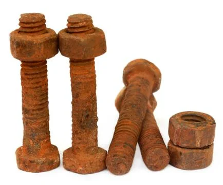 Rusty bolts with nuts Stock Photos