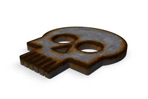 Rusty bone head on white background - 3d illustration イラスト素材