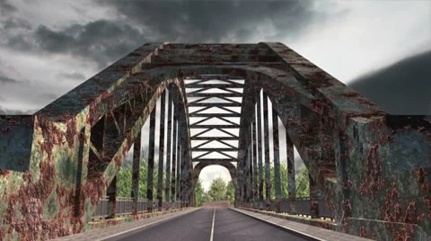 Rusty Bridge Clouds Timelapse 02 Stock Footage 7761750