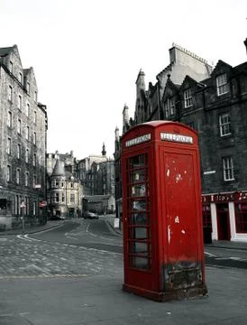 Rusty british phone booth Fotos de archivo