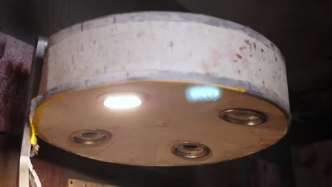 A rusty broken operating light in a dark room, a field military hospital. Stock Footage 249264250