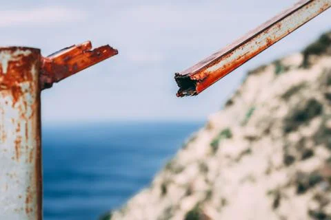 Rusty broken railing Stock Photos