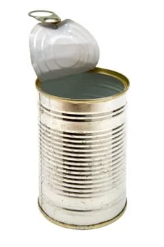 Rusty Can Isolated on a White Background Foto stock