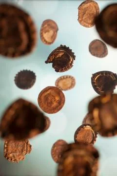Rusty caps falling Stock Photos