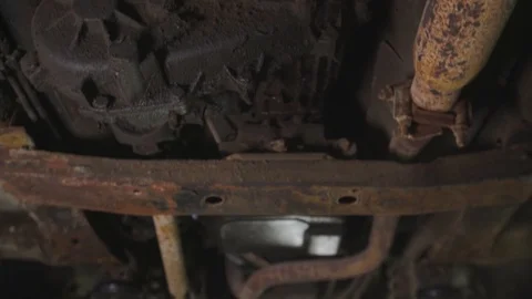 Rusty car bottom Stock Footage 104832071