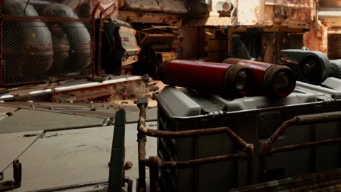 Rusty Cargo Containers Fill an Industrial Space With an Air of Mystery Vídeo Stock 344824746
