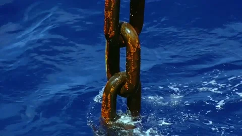 Rusty chain in the blue sea. Stock Footage 209283025