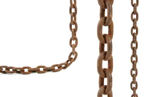 Rusty chain elements isolated on white background Stock Photos