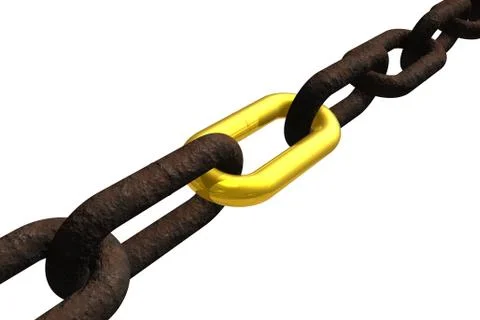 Rusty chain with golden link Stock Illustration