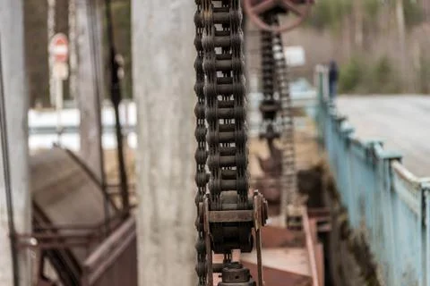 Rusty chain hoist Stock Photos