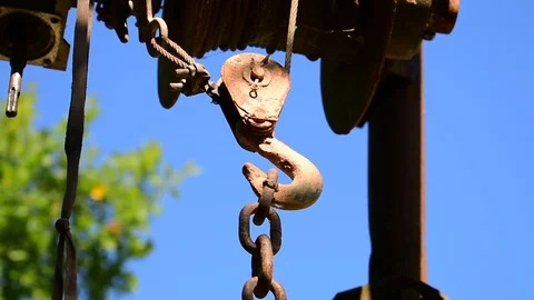 Rusty chain, iron hook Stock Footage 115106844