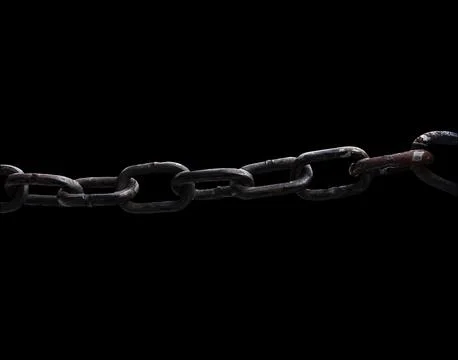 Rusty chain isolated on black background. Stock Photos