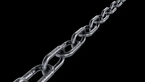 Rusty Chain Links Spinning and Sliding Diagonally - Grunge Loop Stock Footage 340270816