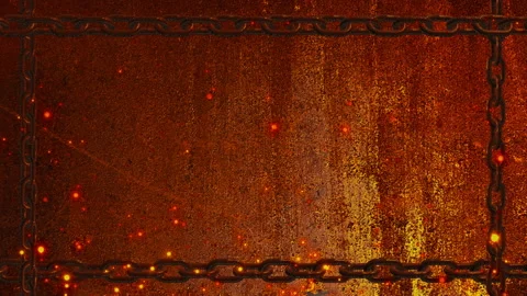 Rusty chain with spark ember particle background loop animation Stock Footage 153952729