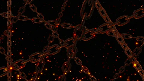 Rusty chain with spark ember particle background loop animation Stock Footage 153952749