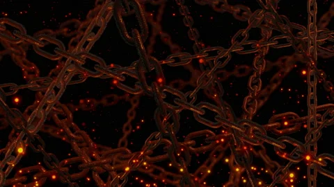 Rusty chain with spark ember particle background loop animation Stock Footage 153952753