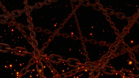 Rusty chain with spark ember particle background loop animation Stock Footage 153952760
