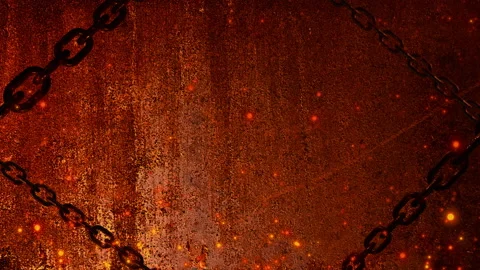 Rusty chain with spark ember particle background loop animation Stock Footage 153953429