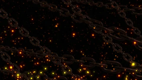 Rusty chain with spark ember particle background loop animation Stock Footage 154151406