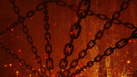 Rusty chain with spark ember particle background loop animation Stock Footage 154151426