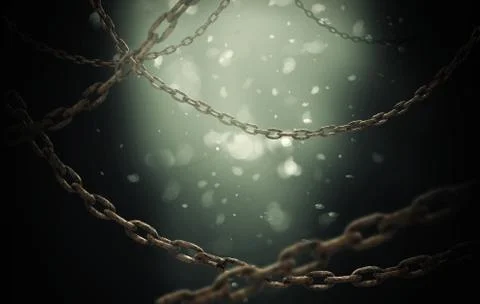 Rusty chain under water Stock Photos