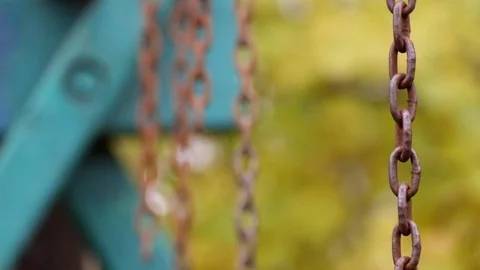 Rusty chains swayed gently Stock Footage 82382840