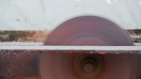 Rusty circle of a circular saw on the machine is spinning close-up Stock Footage 201426372