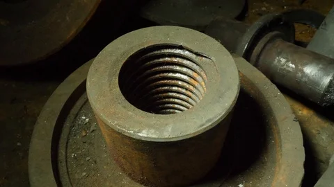 The rusty circle metal on factory Stock Footage 121831987