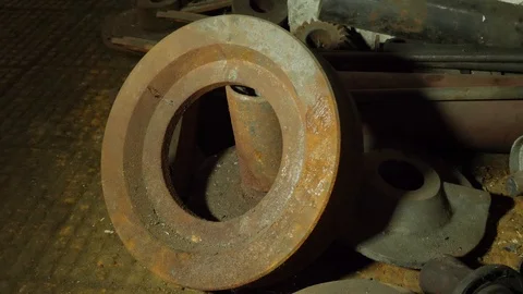 The rusty circle metal on factory Stock Footage 121831998