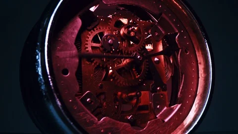 Rusty Clock With Moving Cogs Showing The Passing Of Time Time Is Short Death Stock Footage 127459326