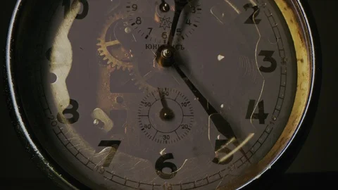 Rusty Clock With Moving Cogs Showing The Passing Of Time The Brevity Of Material Stock Footage 127462475