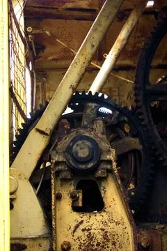 Rusty cogs on mining equipment Stock Photos