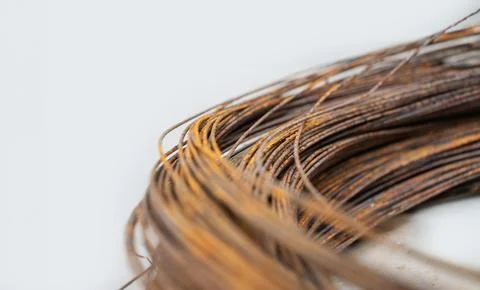 Rusty coil of wires captured up close on a light background Stock Illustration