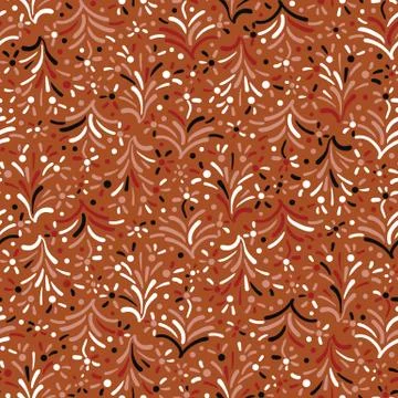Rusty colored floral seamless vector pattern Stock Illustration