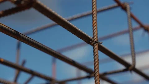 Rusty concrete reinforcement rebar cage structure Stock Footage 341294430