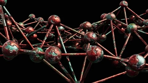 Rusty copper molecular plexus pattern looping 3D animation with alpha Stock Footage 219831401