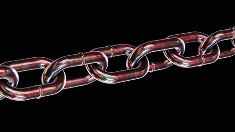 Rusty copper or bronze chain looping 3D animation with alpha Stock Footage 157112098
