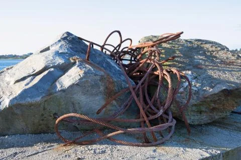 Rusty cords that encroach on the surroundings Stock Photos