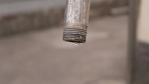 Rusty Corroded Metal Plumbing Pipe Dripping Single Water Droplets Stock-Footage 339068588